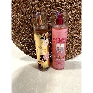 Bath and body works LOT of 2 fragrance Mist Dahlia and Champagne sprinkles new